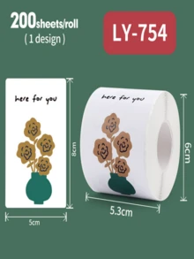200 piezas/Rollo Etiquetas adhesivas "Aquí para ti", etiquetas decorativas para sellar envoltorios de regalos y comida, etiquetas adhesivas para sellar cajas de avión - Multicolor - Ver 5