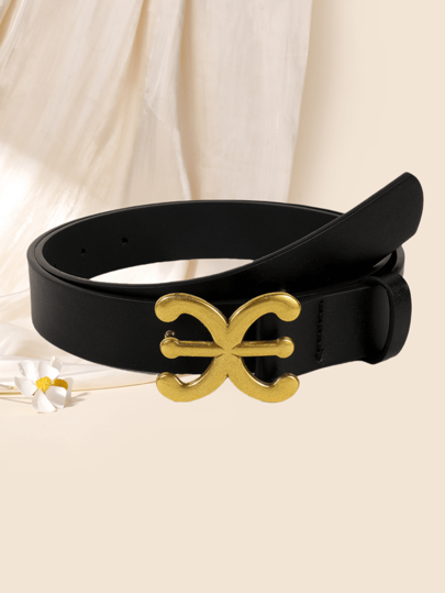 Cinturón casual de mujer minimalista y versátil con hebilla irregular de PU vintage