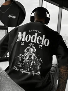 100% Cotton Men's Breathable Short-Sleeved T-Shirt, Western Retro Cowboy Knight Letter Slogan Pattern, Fashionable And Casual Men's Clothing For All Seasons, 180 Grams Of Soft And Comfortable Cotton, Versatile And Durable Men's Short-Sleeved