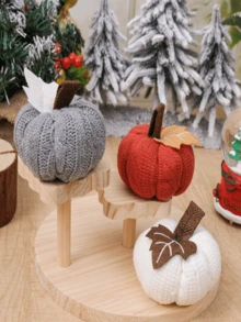 1pc/3pcs-Home Decorative Knitted Small Pumpkin, Mini Knit Pumpkins For Fall Decorations For Home Table Fireplace Kitchen Farmhouse Harvest Thanksgiving Decor Home Decor Halloween Decor Room Decor Handmade Knit Maple Leaf Pumpkins, For Thanksgiving And Harvest Festival, Can Be Used As Hanging Decoration Or Banner, Table Setting For Autumn Entertaining, Fall Wedding Centerpiece, Decorative Pumpkins, For Decorating Halloween,Christmas