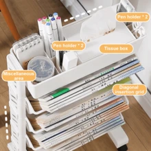 Lislark Mobile Bookshelf With Wheels Bookshelf Trolley Small, Book Storage Trolley Cart 5-Tier Rolling Bookcase, Movable Bookshelf Trolley Slim Bookcase For Living Room Bedroom Office Library, White - White-5 Tier - View 5