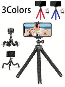 1pc Octopus Mobile Phone Holder, Casual Clip Mobile Phone Tripod, Portable And Flexible Tripod, Outdoor Video Recording Mobile Phone Tripod Black, Suitable For IPhone Android Mobile Phone Compact Digital Camera Sports Camera Black