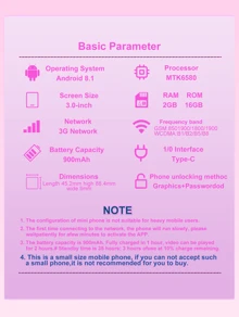 SOYES XS15 3G Network Mini Smartphone 3.0 Inch Display Android 8.1 2GB RAM 16GB ROM Dual SIM Standby Play Store 3G Phone For Girls Small Size Phone