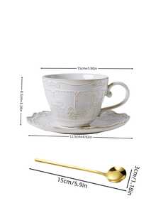 1 件浮雕木马陶瓷杯碟套装，豪华旋转木马咖啡杯，高端拿铁艺术，适用于餐厅、客厅、咖啡厅、聚会