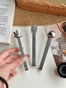 Pinza para aperitivos, pinza de acero inoxidable con forma de palma linda para chips/cubitos de hielo/cubos de azúcar/frutas, mantiene las manos limpias - Multicolor - Ver 8