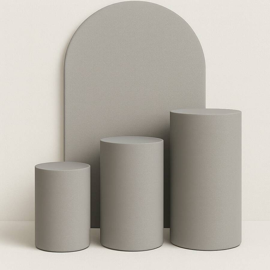 Set Of 4 Double-Sided Roman Panel Pieces And Cylinders - Grey - View 1