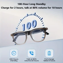 VUB 2026 Wireless Smart Glasses, Auto-Dimming Lenses, Touch Operation, Built-In Microphone, HD Audio, Wireless Connection, Rechargeable Battery, Suitable For Office, Outdoor, Sports, Driving, Music Playback, Hands-Free Calling - Ideal Holiday Gift! - 藍色 - 查看 5