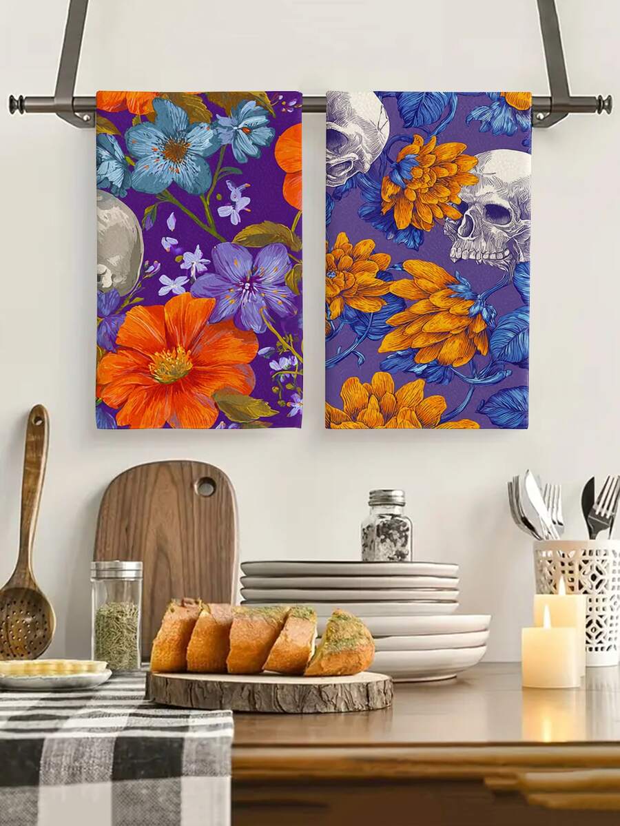 2 piezas/4 piezas/12 piezas Toallas de cocina con esqueleto del Día de los Muertos, Toallas de baño con esqueleto del Día de los Muertos, Toallas para fiesta al aire libre del Día de los Muertos, Decoración del hogar del Día de los Muertos, Decoración de cocina del Día de los Muertos, Estilo moderno, Secado rápido, Material de microfibra súper suave, Rectangular, 15.75IN*23.62IN/40*60CM Patrón de impresión digital, Adecuado para decoración de fiestas al aire libre, Regalos de cocina del Día de los Muertos