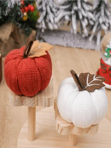 1pc/3pcs-Home Decorative Knitted Small Pumpkin, Mini Knit Pumpkins For Fall Decorations For Home Table Fireplace Kitchen Farmhouse Harvest Thanksgiving Decor Home Decor Halloween Decor Room Decor Handmade Knit Maple Leaf Pumpkins, For Thanksgiving And Harvest Festival, Can Be Used As Hanging Decoration Or Banner, Table Setting For Autumn Entertaining, Fall Wedding Centerpiece, Decorative Pumpkins, For Decorating Halloween,Christmas