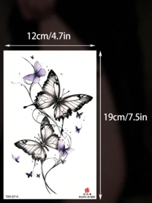 قطعة واحدة وشم مؤقت أنيق وعصري، وشم زوجي ملون مزيف، قابل للاستخدام مرة واحدة بتصميم فراشة، مقاوم للماء وغير عاكس للضوء، سهل التطبيق والإزالة، واقعي جدًا لأذرع وأقدام وساقي النساء، اكسسوارات لحفلات الموسيقى