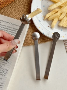 Pinza para aperitivos, pinza de acero inoxidable con forma de palma linda para chips/cubitos de hielo/cubos de azúcar/frutas, mantiene las manos limpias - Multicolor - Ver 3