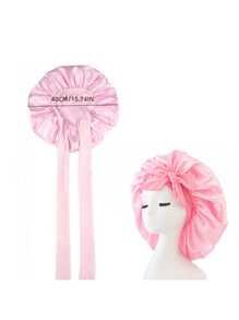 1/2/3pcs Silk Sleep Cap, Satin Hair Cap, Soft Elastic Silk Sleep Cap, Curly Hair Silk Hair Cover (Black & Gold) - Multicolor - View 5