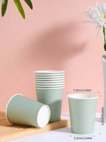 90/50/20/10 كوب ورقي أحادي الاستخدام، باللون الأخضر الفاتح، أكواب للمشروبات الباردة والقهوة، مستلزمات حفلات، مناسبة لعيد الميلاد والتجمعات العائلية والنزهات والحفلات