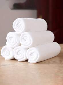 5pcs Minimalist White Towels, Hotel Lint-Free Towels, Soft Absorbent Face Towels, Bathroom Supplies - Multicolor - View 2