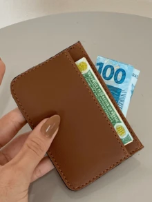 Small Slim Card Holder Wallet For CNH RG Documents And Money Unisex - 駝色 - 查看 3