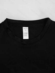 [Sporty T-Shirt]Men'S Casual Summer T-Shirt With "Jackson Guitars" Graphic Print, Black Short Sleeve Crew Neck Tee, Lightweight Polyester Blend For Casual Attire, Guitar T ShirtRelaxed Plus Size T-Shirt - 黑色 - 查看 3