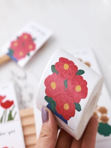 200 piezas/Rollo Etiquetas adhesivas "Aquí para ti", etiquetas decorativas para sellar envoltorios de regalos y comida, etiquetas adhesivas para sellar cajas de avión - Multicolor - Ver 6