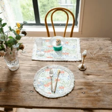 1pc Lemon Pattern Printed Placemat, Linen Tassel Dining Mat, Washable Table Pad, Home Decor, Placemats, Coasters, Kitchen Dining Table Mats, Indoor Outdoor Party Decoration, Home Decor, Ideal Gift - Multicolor - View 6