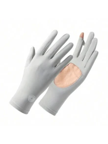 زوج من قفازات النساء الصيفية، قابلة للتنفس، مضادة للأشعة فوق البنفسجية، مضادة للانزلاق، راحة اليد قابلة للمس الشاشة، مناسبة للرياضات الخارجية والقيادة والدراجات