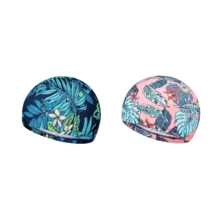 Gorro de natación de tela estampada, de secado rápido, transpirable y con estilo, para hombres y mujeres adultos, esenciales y accesorios de playa, flotador de piscina
