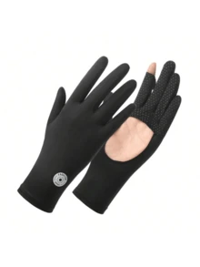 زوج من قفازات النساء الصيفية، قابلة للتنفس، مضادة للأشعة فوق البنفسجية، مضادة للانزلاق، راحة اليد قابلة للمس الشاشة، مناسبة للرياضات الخارجية والقيادة والدراجات