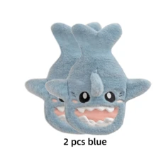 2/1 件便携式可爱毛绒鲨鱼 PVC 热水袋，新款暖水袋热水袋便携式暖手宝女孩口袋手脚热水袋，缓解压力疼痛，带柔软套冬季保暖可重复使用暖手宝，适合所有年龄段 - 藍色 - 查看 15