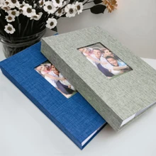 亚麻相册 300 张 4x6 照片袋 布质相册 易于插入照片 婚礼宝宝家庭周年纪念结婚照片收纳 - 灰色 - 查看 2