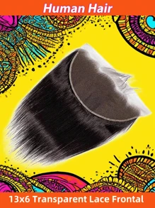 Fechamento frontal de renda 13X6 com cabelo de bebê, parte livre, cabelo humano liso, de orelha a orelha, linha fina natural, renda transparente, cor natural para mulheres, adequado para todas as estações