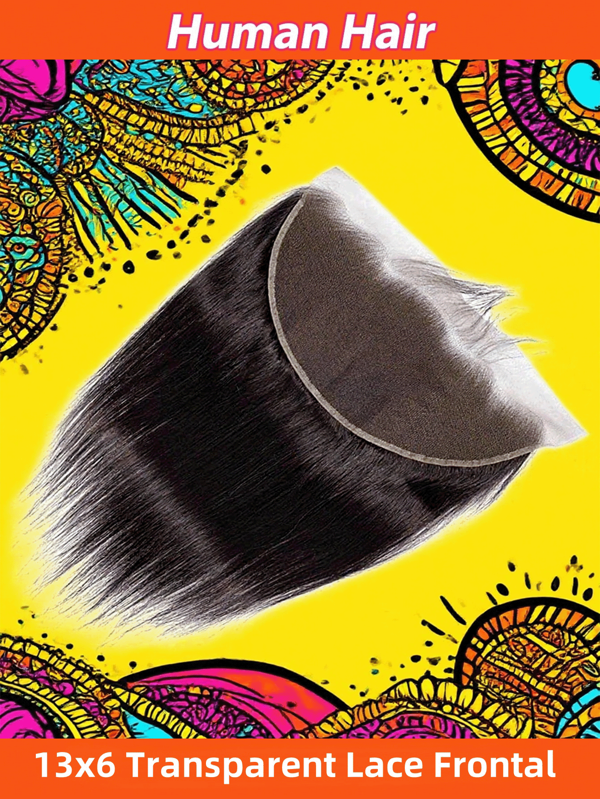 13X6 Lace Frontal Closure With Baby Hair Free Part Straight Human Hair Ear To Ear Natural Hairline Transparent Lace Natural Color For Women Suitable For All Seasons