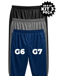 Plus Size G6 And G7 Men's Gym Drawstring Pants Kit 3 - Negro - Ver 1
