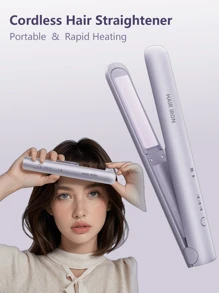 Cordless Mini Straightener And Curler, Suitable For People With Bangs And Soft Hair, USB Rechargeable Hair Tools, Can Used Continuously About 30 Minutes, Fast Heating, 3 Temperature Settings, Suitable For Home, Travel, Salon Use, Great Gift