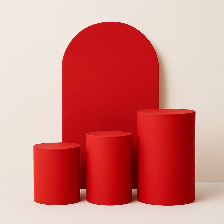 Set Of 4 Double-Sided Roman Panel Pieces And Cylinders - Red - View 1