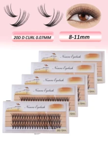 10 cajas/600 piezas de pestañas postizas en racimo con rizo C, 20D, 8-11mm, aspecto natural, alargadoras y de larga duración, adecuadas para ocasiones de fiesta - C - Ver 1