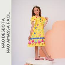 Children's Dress Girl  Themed Enchanted Garden Bees Butterflies Graduation Fashion Blogger Fresh For Party Birthday Everyday Casual Teen Girl's Clothing Wedding Printed Loose Summer Floral - 芥末黃 - 查看 4