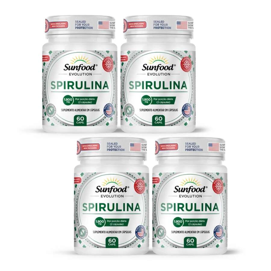 KIT 4 UN SPIRULINA 1800MG 60 CAPS SUNFOOD EVOLUTION