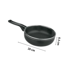 Sartén de aluminio con mango, antiadherente, equipada con una red de filtro desmontable, que facilita el filtrado del aceite, Ideal para freír patatas fritas, pollo frito, servir fideos, Disponible en varias dimensiones, utensilios de cocina, ollas y sartenes - Apto para todo tipo de utensilios y lavavajillas - Negro - Ver 8