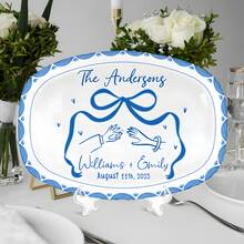 صينية زفاف، هدية زفاف مخصصة للعروسين الجدد، هدية خطوبة، هدايا حفل استحمام العروس، تذكار للعروس والعريس، ديكور الزفاف - متعدد الألوان - مشاهدة 5