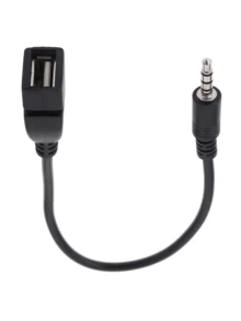 Aux音頻轉usb,usb轉3.5mm轉接器,汽車音頻傳輸線otg,汽車3.5mm耳機插孔轉接器 - 黑色 - 查看 5