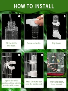 1pc PVC Material Hanging Bird Feeder Dispenser, Parrot Automatic Water And Feed Dispenser Suitable For Bird Cages - Multicolor - View 7