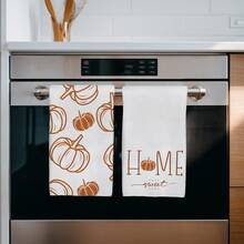 2pcs Minimalist Autumn Pumpkin Pattern Kitchen Towels, Soft Polyester Material Dish Cloths, Suitable For Kitchen Decor, Cleaning, Holiday Party Decoration, Kitchen & Bathroom Essentials, Home Decor, Housewarming Gift - Multicolor - View 9