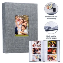 亚麻相册 300 张 4x6 照片袋 布质相册 易于插入照片 婚礼宝宝家庭周年纪念结婚照片收纳 - 灰色 - 查看 1
