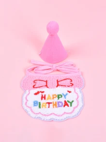 Babero para babear para el cumpleaños de mascotas, Conjunto de babero y gorro de cumpleaños para perros, Accesorio para fotografía de cumpleaños de mascotas - Multicolor - Ver 2