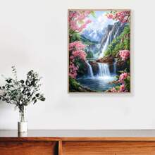 JOZYSH 1 件无框 30 * 40 厘米/11.8 * 15.7 英寸,瀑布景观,11CT/14CT 印花十字绣 DIY 套装,适合成人和初学者轻松 DIY 十字绣套装,非常适合卧室和客厅墙壁装饰,礼物包括印花帆布、针、线、图纸和说明。 - 彩色 - 查看 6
