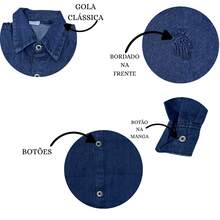 Men's Long Jeans Shirt For Children And Youth - Royal Blue - View 3