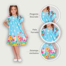 Children's Dress Girl  Themed Enchanted Garden Bees Butterflies Graduation Fashion Blogger Fresh For Party Birthday Everyday Casual Teen Girl's Clothing Wedding Printed Loose Summer Floral - 淺藍色 - 查看 7