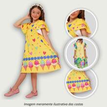 Children's Dress Girl  Themed Enchanted Garden Bees Butterflies Graduation Fashion Blogger Fresh For Party Birthday Everyday Casual Teen Girl's Clothing Wedding Printed Loose Summer Floral - 芥末黃 - 查看 1