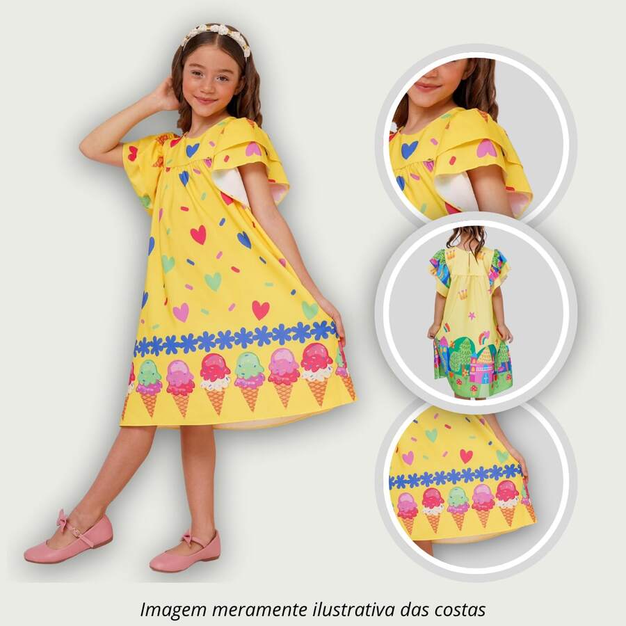 Children's Dress Girl Themed Enchanted Garden Bees Butterflies Graduation Fashion Blogger Fresh For Party Birthday Everyday Casual Teen Girl's Clothing Wedding Printed Loose Summer Floral - 芥末黃 - 查看 1