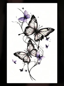 قطعة واحدة وشم مؤقت أنيق وعصري، وشم زوجي ملون مزيف، قابل للاستخدام مرة واحدة بتصميم فراشة، مقاوم للماء وغير عاكس للضوء، سهل التطبيق والإزالة، واقعي جدًا لأذرع وأقدام وساقي النساء، اكسسوارات لحفلات الموسيقى