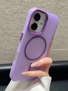 DECOPHONE Luxury Magnetic Style Basic Purple Semi-Transparent Wireless Charging Phone Case Compatible With IPhone 17 17 Pro 17 Air 17 Pro Max 16 15 14 13 12 11 Pro Max 16 Plus Provides Clear Protection And Shock-Absorbing Frame Design Spring Birthday Gift - Purple - View 3