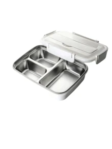 1 buah Kotak Bekal Stainless Steel, 1 buah Kotak Bekal Anti Bocor Stainless Steel 304 Tahan Lama, Kotak Bento 3 Kompartemen, Dilengkapi dengan Peralatan Makan Stainless Steel, Mudah Dibersihkan, Ideal untuk Sekolah dan Kerja - MultiWarna - View 14